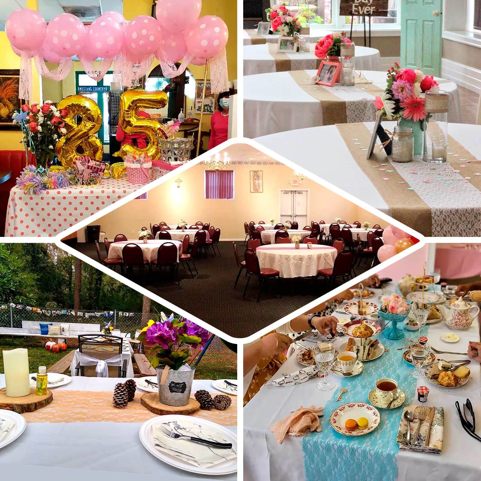 Floral Lace 12"x108" Table Runner Hunter Emerald Green - Stylish Vintage Table Decor - Bell Racket Store