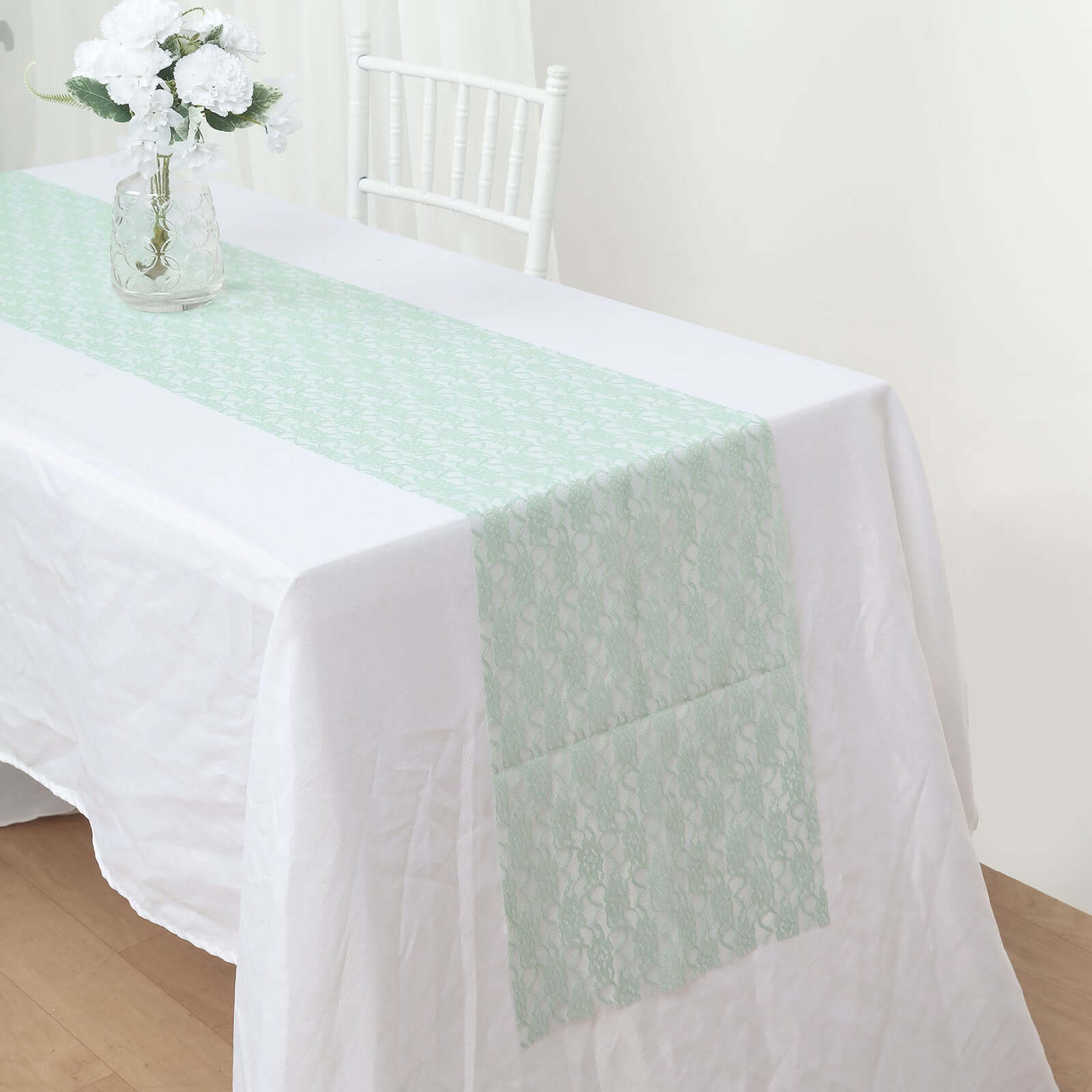 Floral Lace 12"x108" Table Runner Sage Green - Stylish Vintage Table Decor - Bell Racket Store
