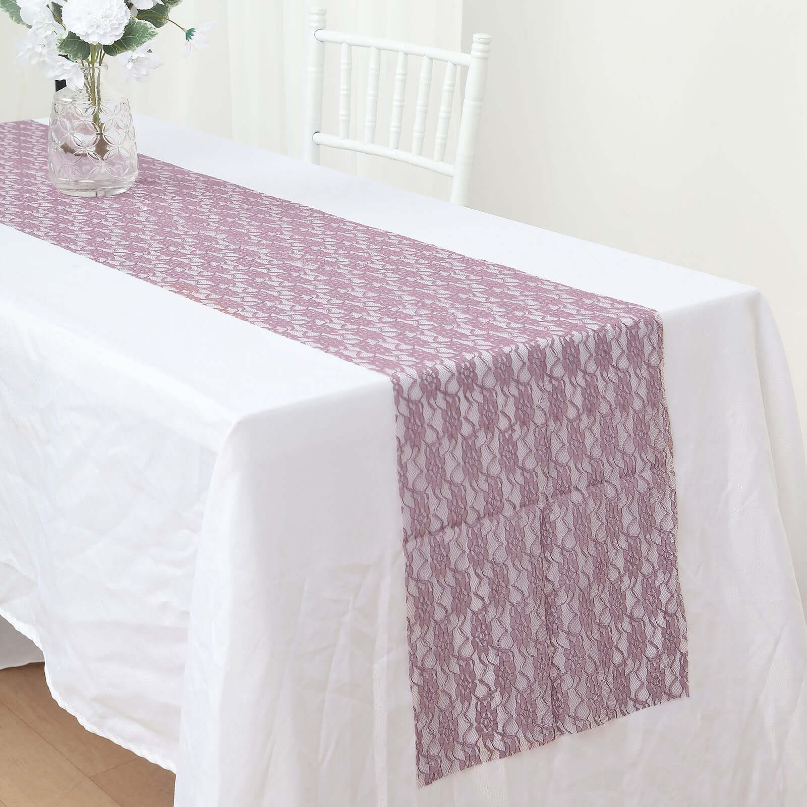Floral Lace 12"x108" Table Runner Violet Amethyst - Stylish Vintage Table Decor - Bell Racket Store