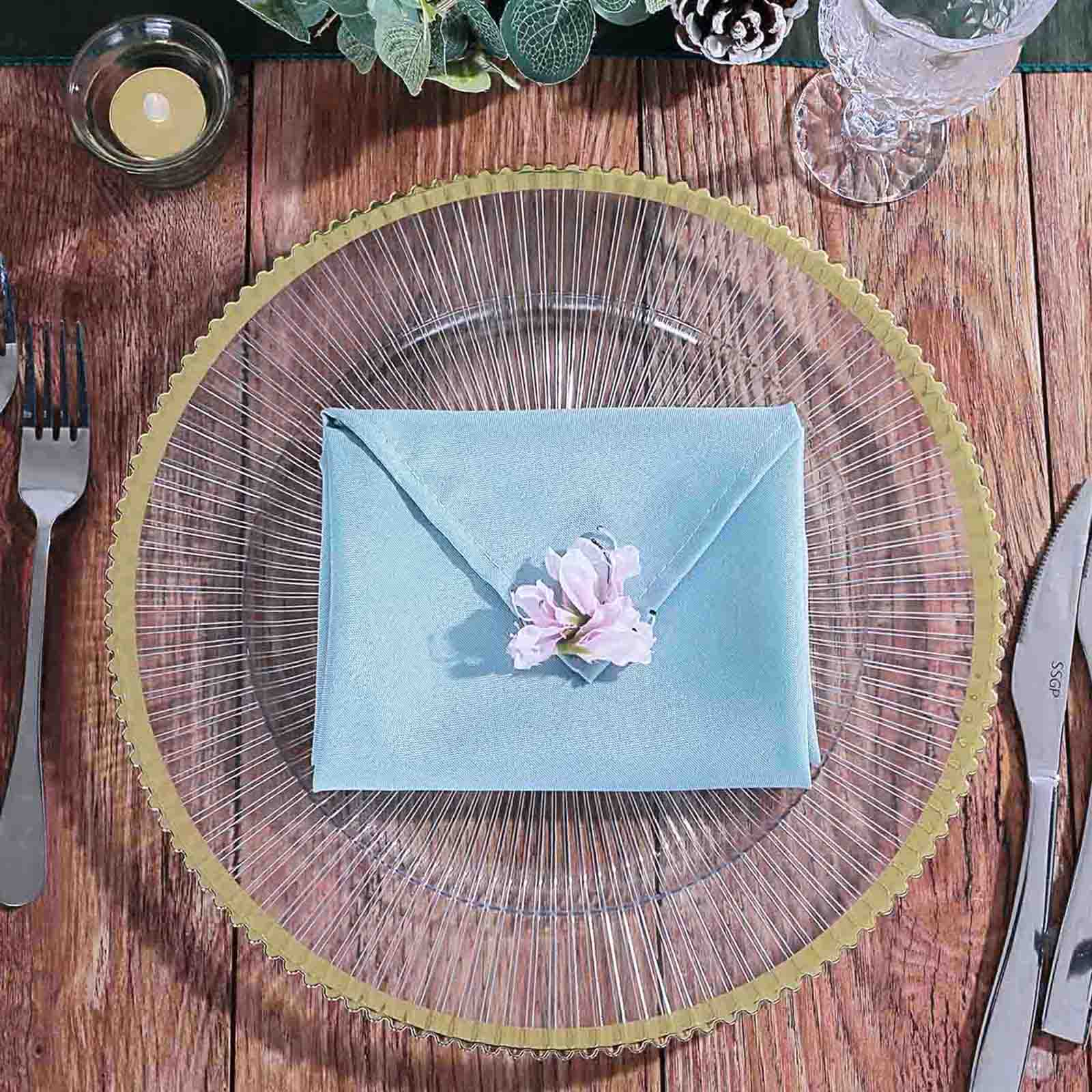 6-Pack Acrylic Plastic Round Charger Plates 13" in Clear with Gold Sunray Wavy Rim, Exquisite Dinner Serving Plates