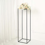 2-Pack Wedding Flower Stand Matte Black Metal Geometric Column Frame Rectangular - Versatile Floral Pedestal for Upscale Arrangements 48"