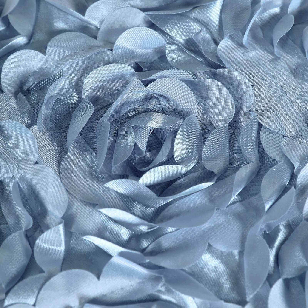 Satin Rosette Chair Cover for Banquet Chairs Dusty Blue - Stretch Fitted Slip-On Slipcover