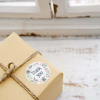 500Pcs 1.5" Thank You Black Print and Floral Design Stickers Roll, DIY Envelope Seal Labels - Round Assorted Designs