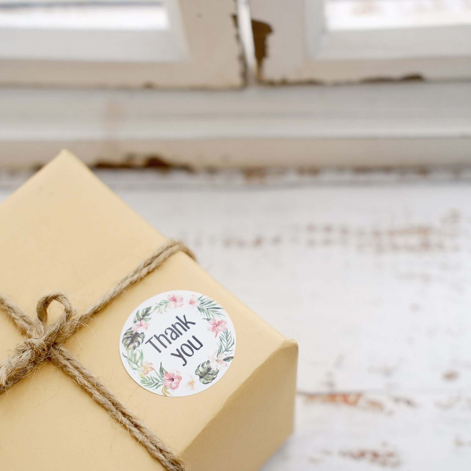 500Pcs 1.5" Thank You Black Print and Floral Design Stickers Roll, DIY Envelope Seal Labels - Round Assorted Designs