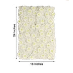 11 Sq ft. Cream 3D Silk Rose and Hydrangea Flower Wall Mat Backdrop - 4 Artificial Panels