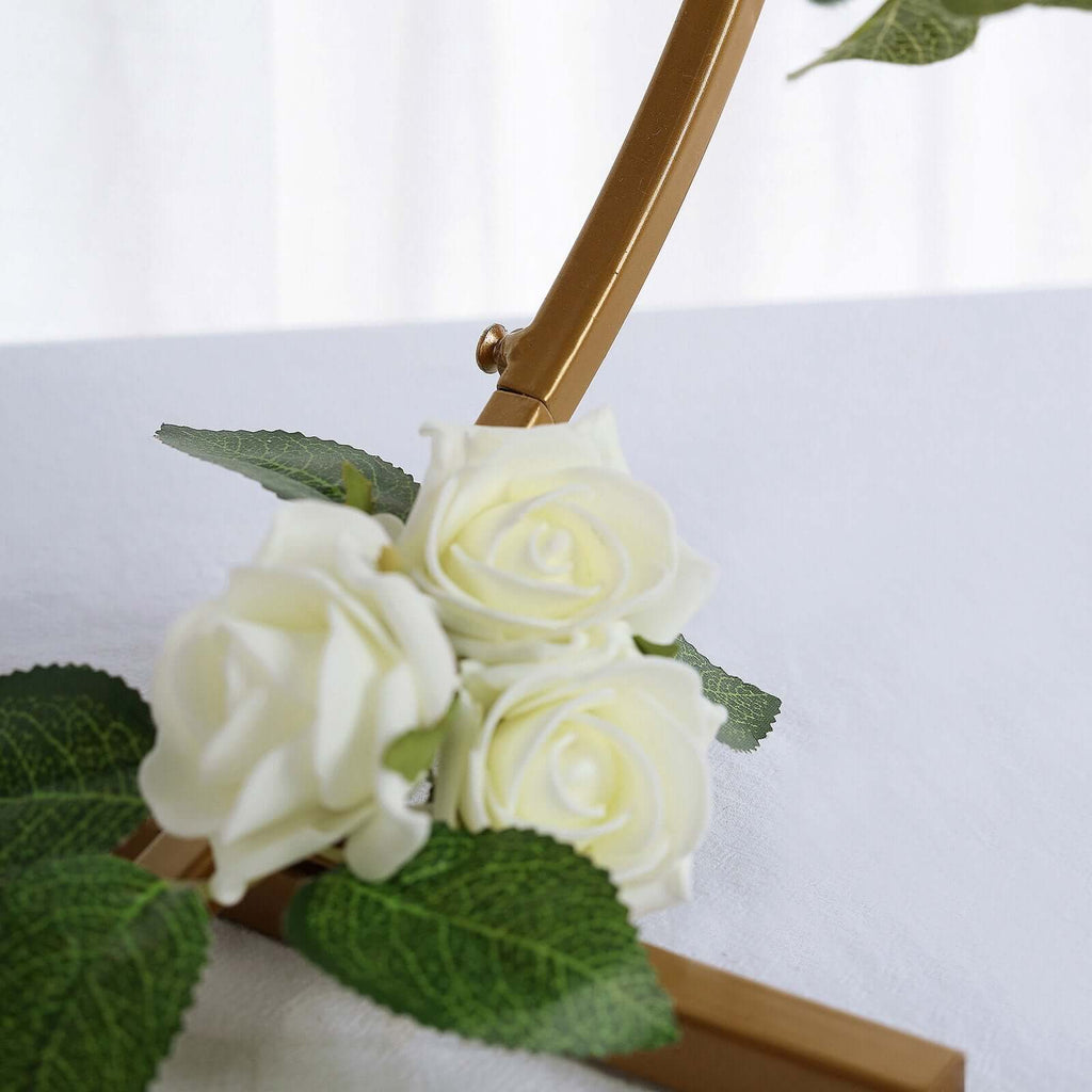 20" Gold Round Arch Wedding Centerpiece, Metal Hoop Wreath Tabletop Decor