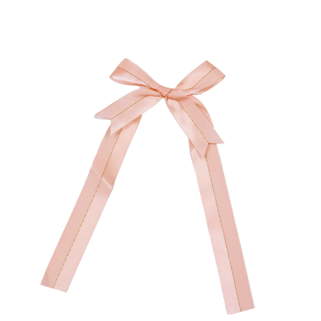 50 PCs 10" Blush Pre Tied Ribbon Bows, Satin Ribbon With Gold Foil Lining For Gift Basket and Party Favors Decor