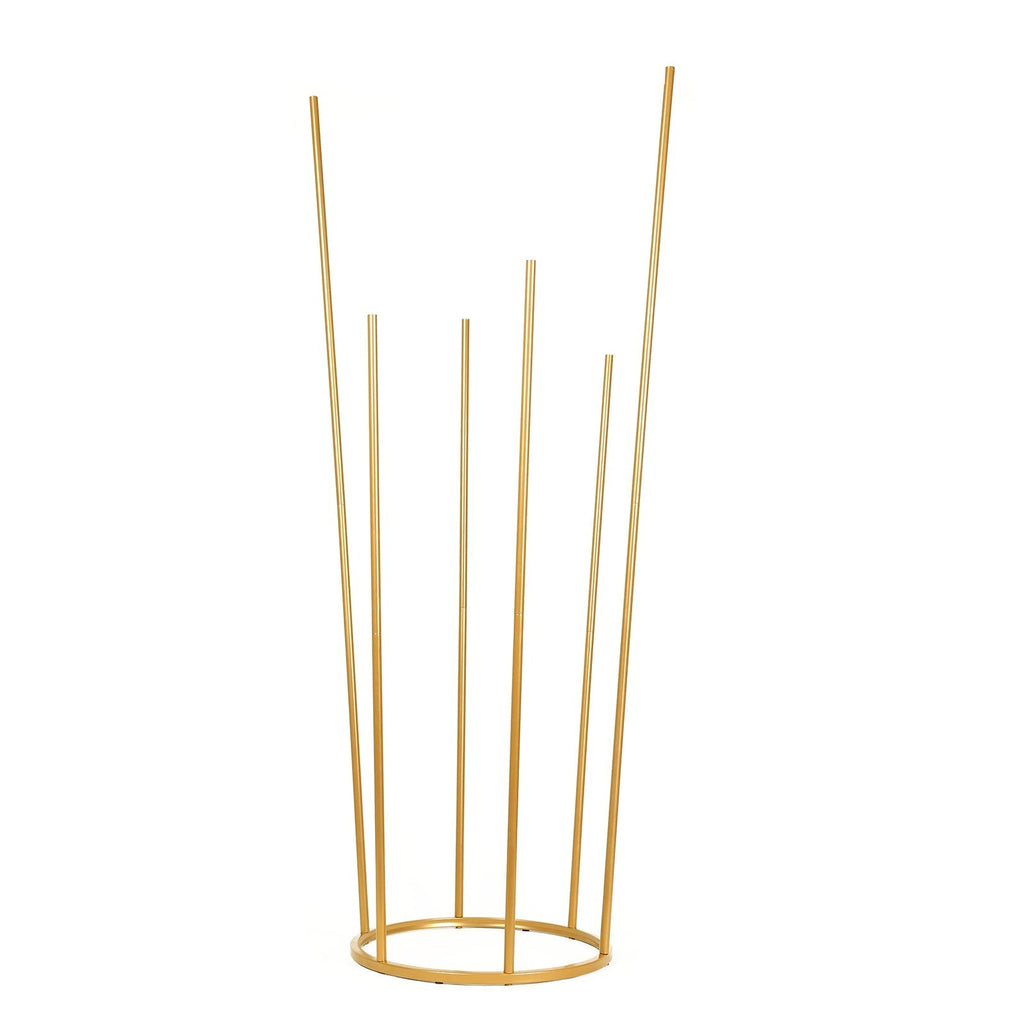 Flower Centerpiece Gold Metal Minimalist 6 - Tubes Round Base Design - Single Stem Bud Vase for Arrangements 4ft - Bell Racket Store