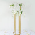 Flower Centerpiece Gold Metal Minimalist 6 - Tubes Round Base Design - Single Stem Bud Vase for Arrangements 4ft - Bell Racket Store