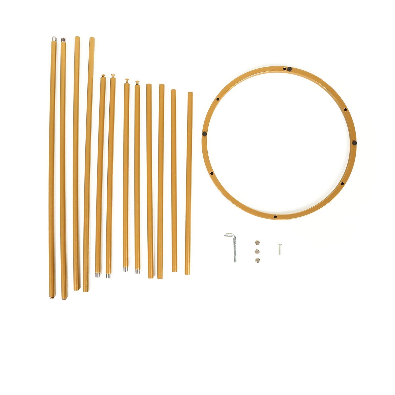 Flower Centerpiece Gold Metal Minimalist 6 - Tubes Round Base Design - Single Stem Bud Vase for Arrangements 4ft - Bell Racket Store