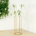 Flower Centerpiece Gold Metal Minimalist 6 - Tubes Round Base Design - Single Stem Bud Vase for Arrangements 4ft - Bell Racket Store