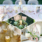 2-Pack Tealight Candle Holders Gold Metal Pyramid Geometric Open Frame - Flower Stand 9"