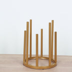 Flower Vase Gold Metal Minimalist 8 - Tubes Round Base Design - Single Stem Bud Centerpiece for Arrangements 10" - Bell Racket Store