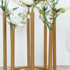 Flower Vase Gold Metal Minimalist 8 - Tubes Round Base Design - Single Stem Bud Centerpiece for Arrangements 10" - Bell Racket Store