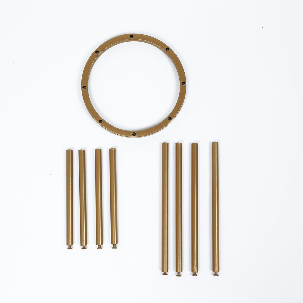 Flower Vase Gold Metal Minimalist 8 - Tubes Round Base Design - Single Stem Bud Centerpiece for Arrangements 10" - Bell Racket Store