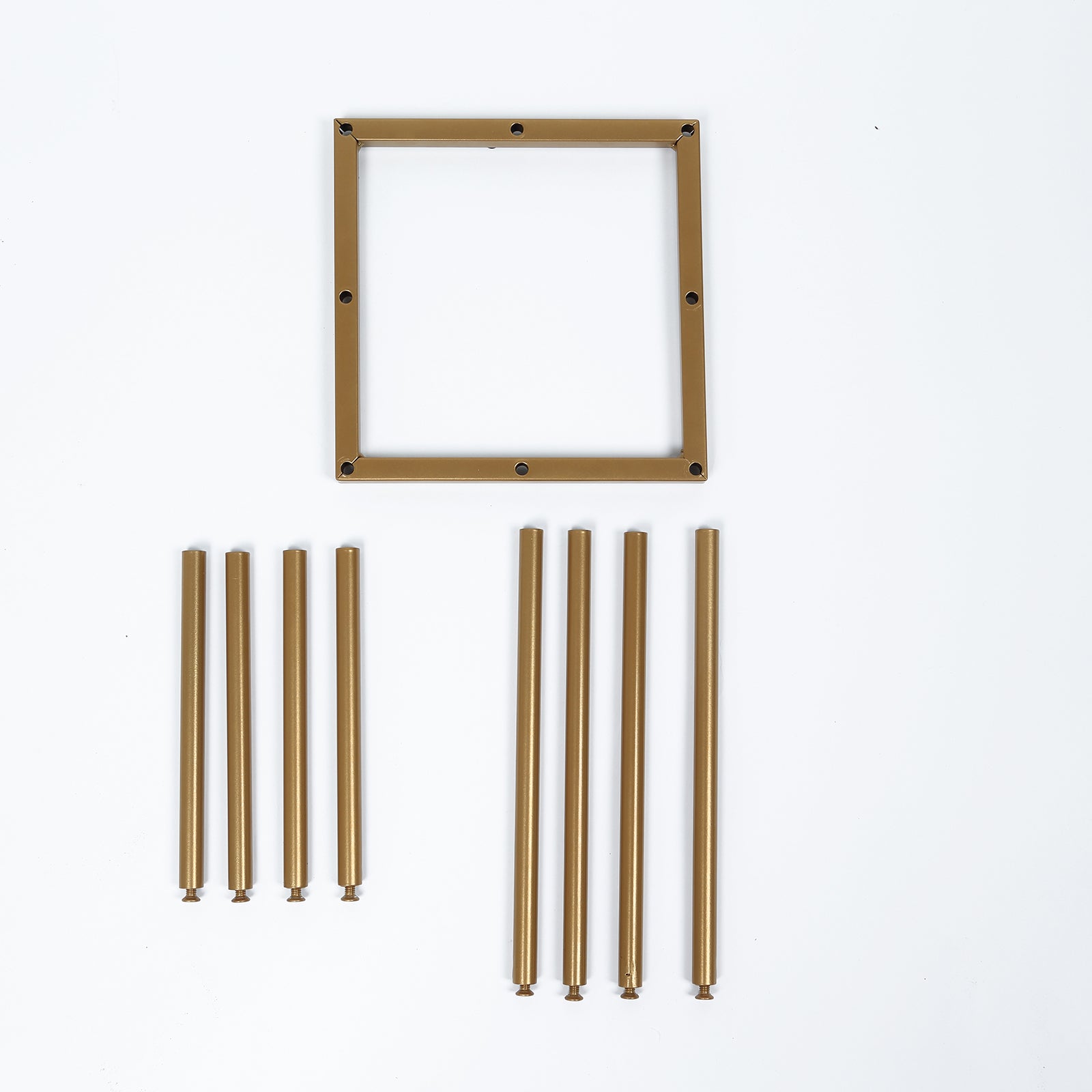 Flower Vase Gold Metal Minimalist 8 - Tubes Square Base Design - Single Stem Bud Centerpiece for Arrangements 10" - Bell Racket Store