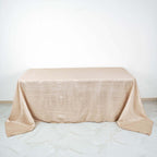 Taffeta 90"x132" Rectangle Tablecloth Beige - Seamless Accordion Crinkle Table Cover