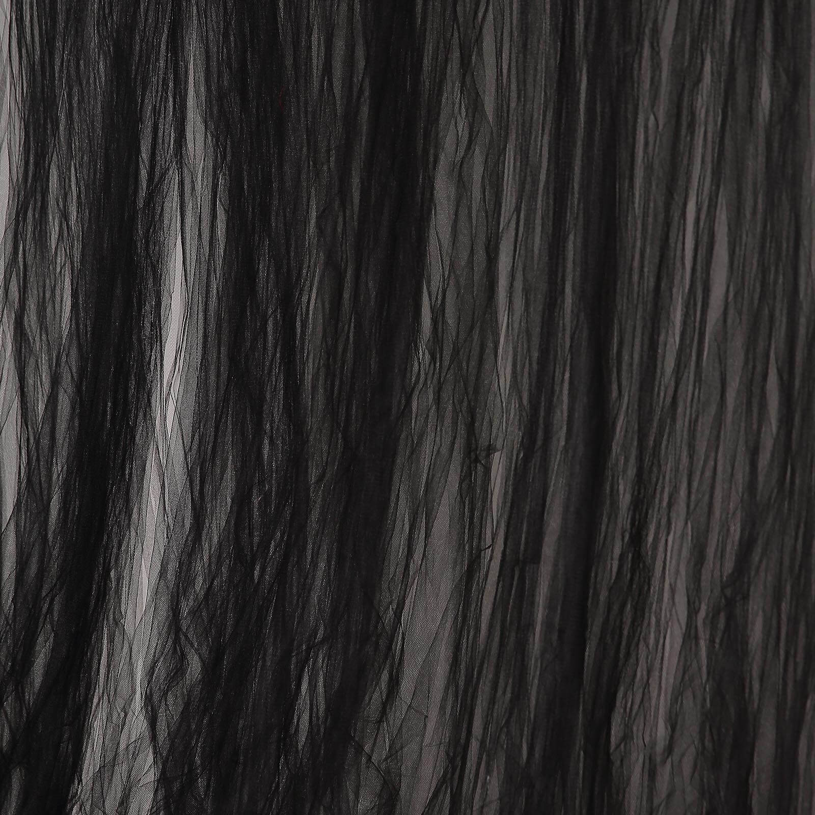 5ftx10ft Black Dual Sided Sheer Tulle Event Curtain Drapes With Satin Header, Rod Ready Backdrop Event Panel