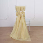 5 Pack Chiffon Chair Sashes Champagne - Soft & Lightweight Designer Chair Bows 22"x78"