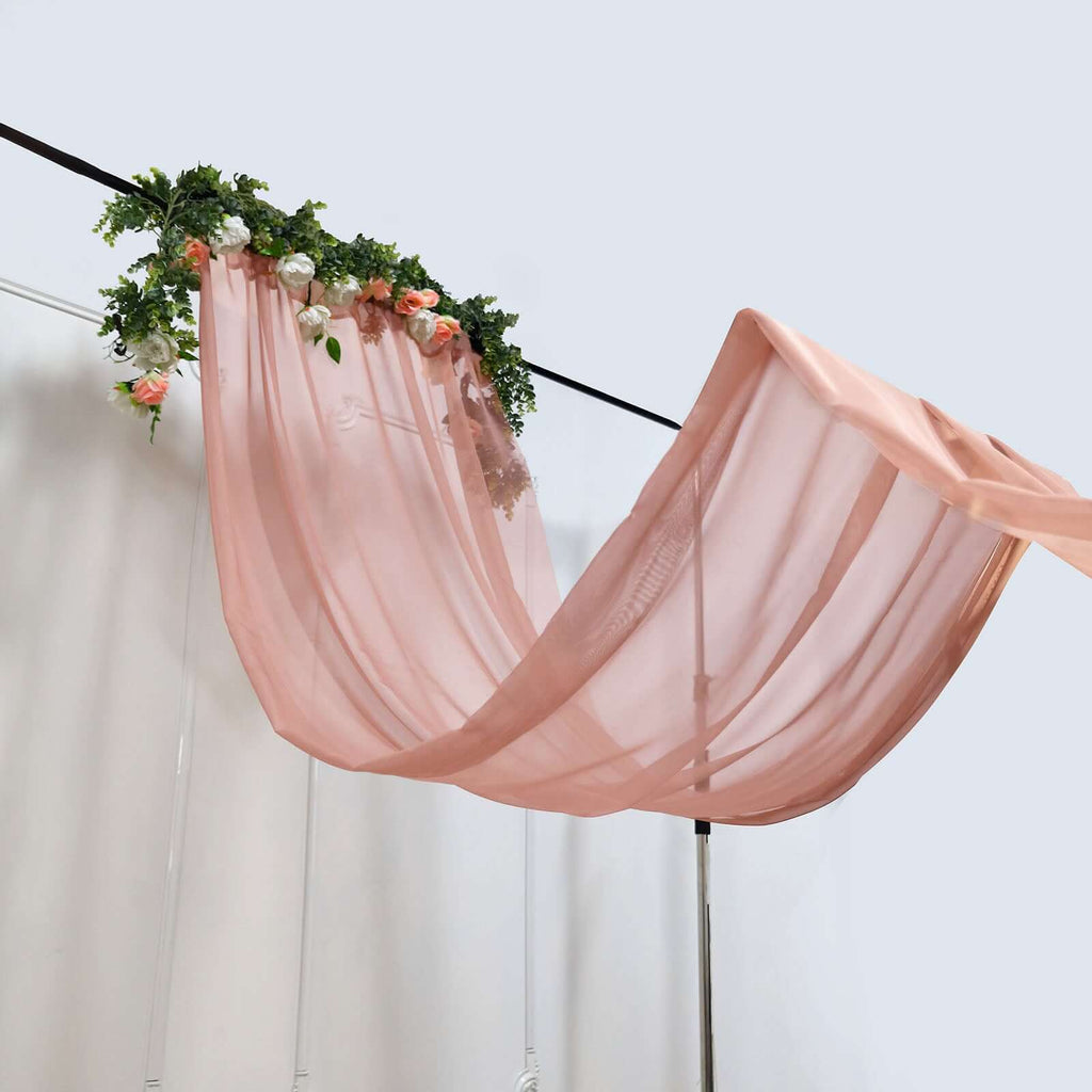 5ftx14ft Dusty Rose Chiffon Curtain Panel, Durable Flame Resistant Backdrop Ceiling Drapery With Rod Pocket