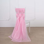 5 Pack Chiffon Chair Sashes Pink - Soft & Lightweight Designer Chair Bows 22"x78"