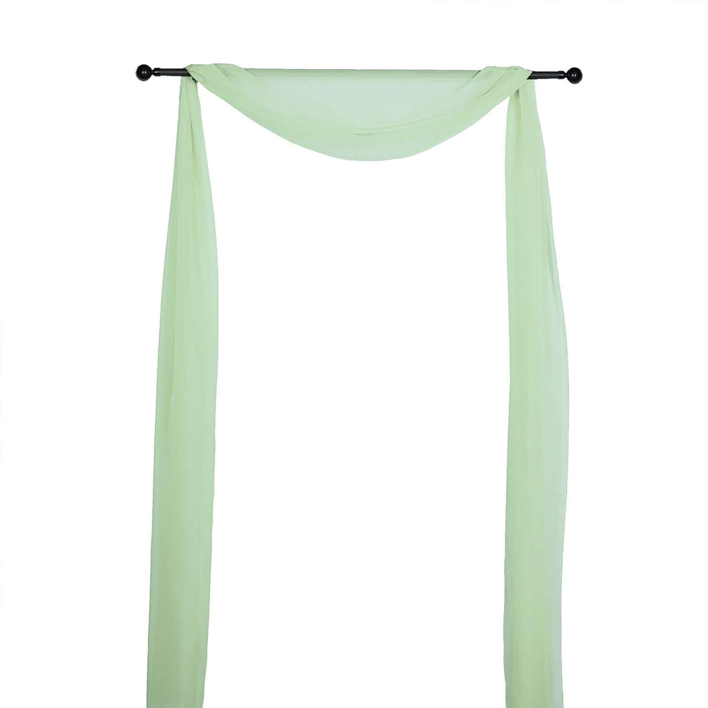 18ft Sage Green Sheer Organza Wedding Arch Drapery Fabric, Window Scarf Valance
