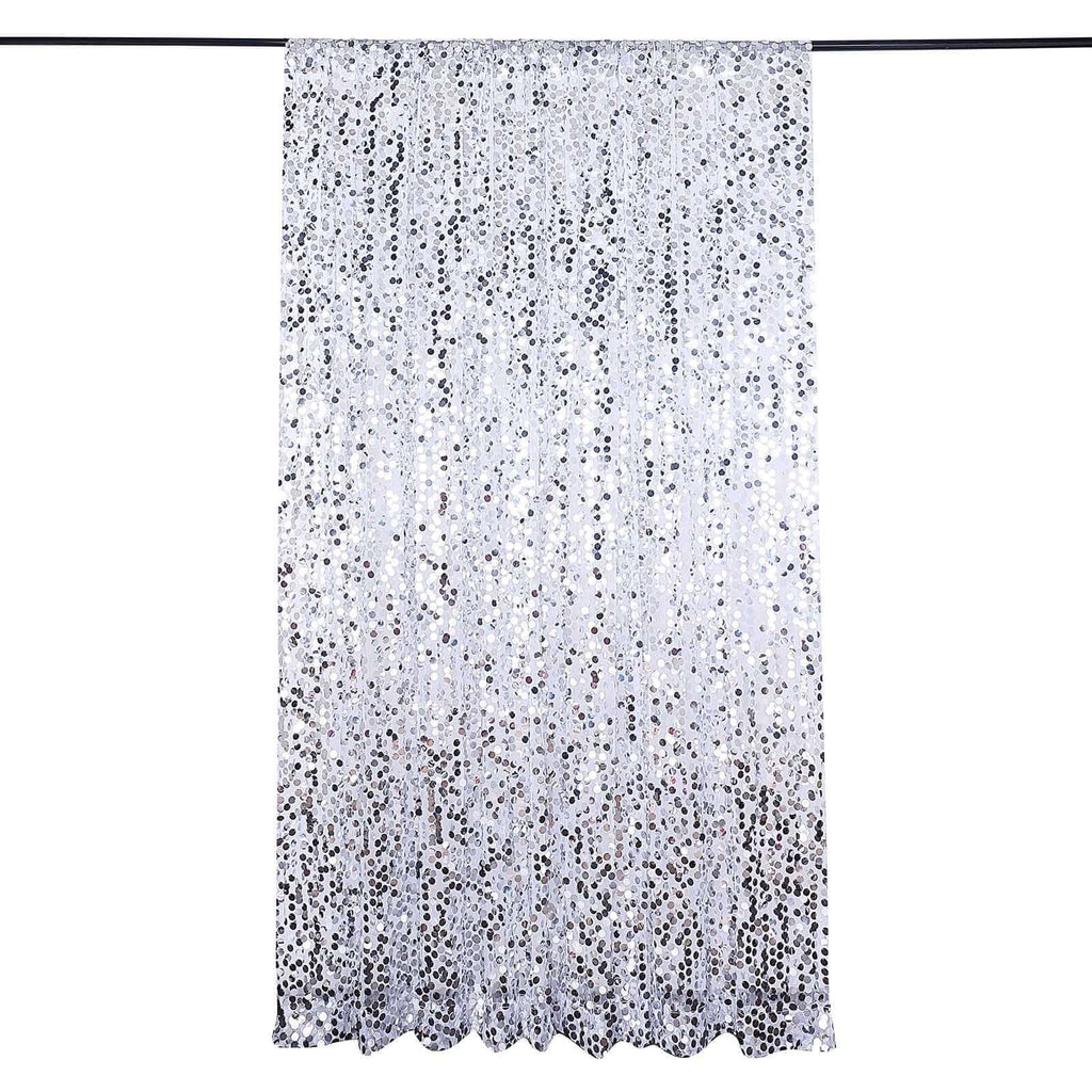 8ftx8ft Silver Big Payette Sequin Event Curtain Drapes, Backdrop Event Panel