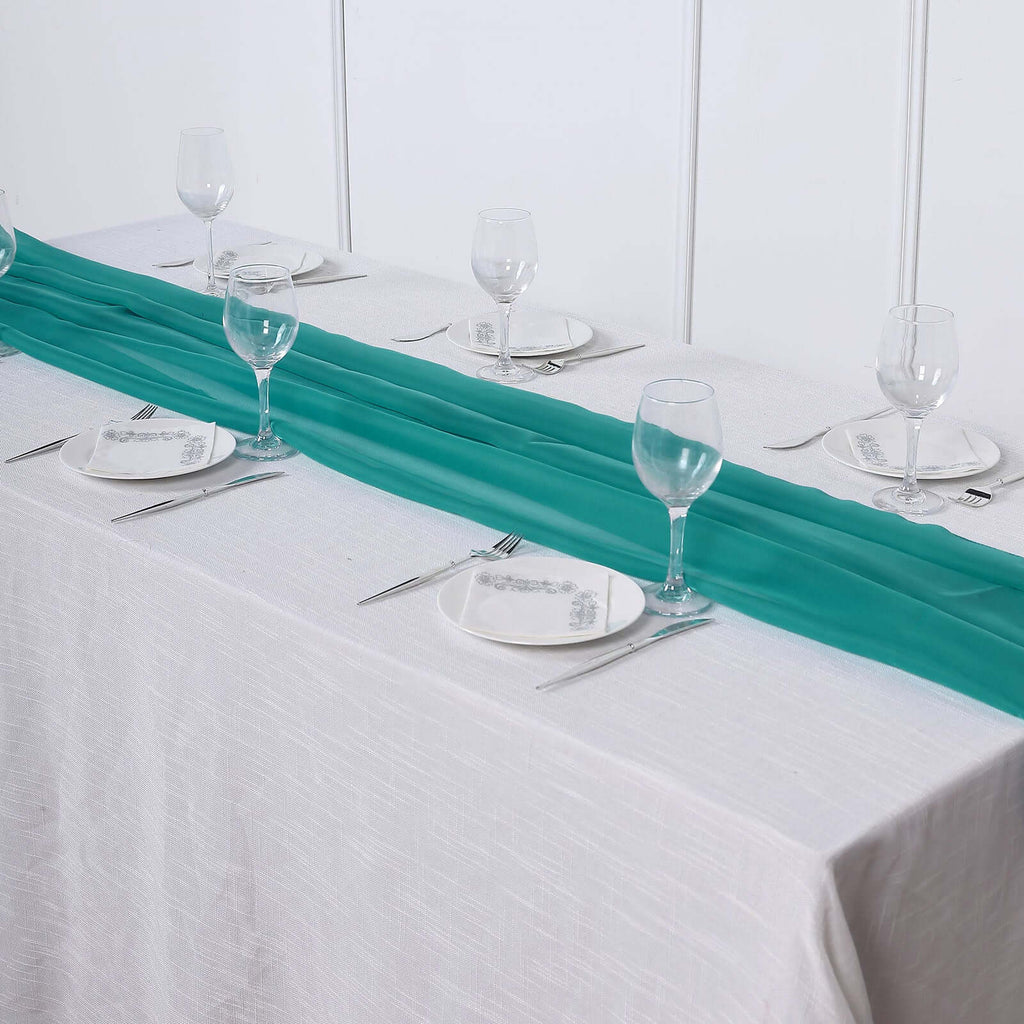 Chiffon 6ft Table Runner Turquoise - Flowy & Lightweight Table Decor