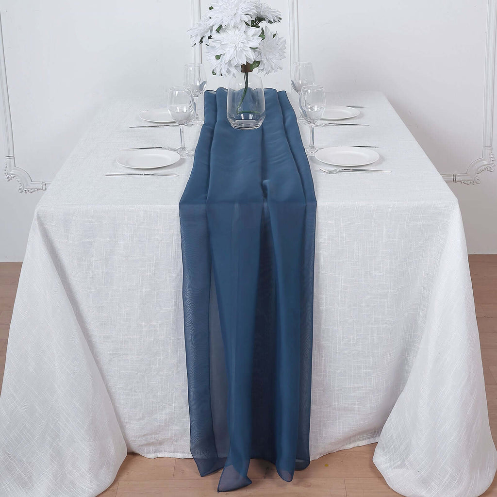 Chiffon 6ft Table Runner Navy Blue - Flowy & Lightweight Table Decor