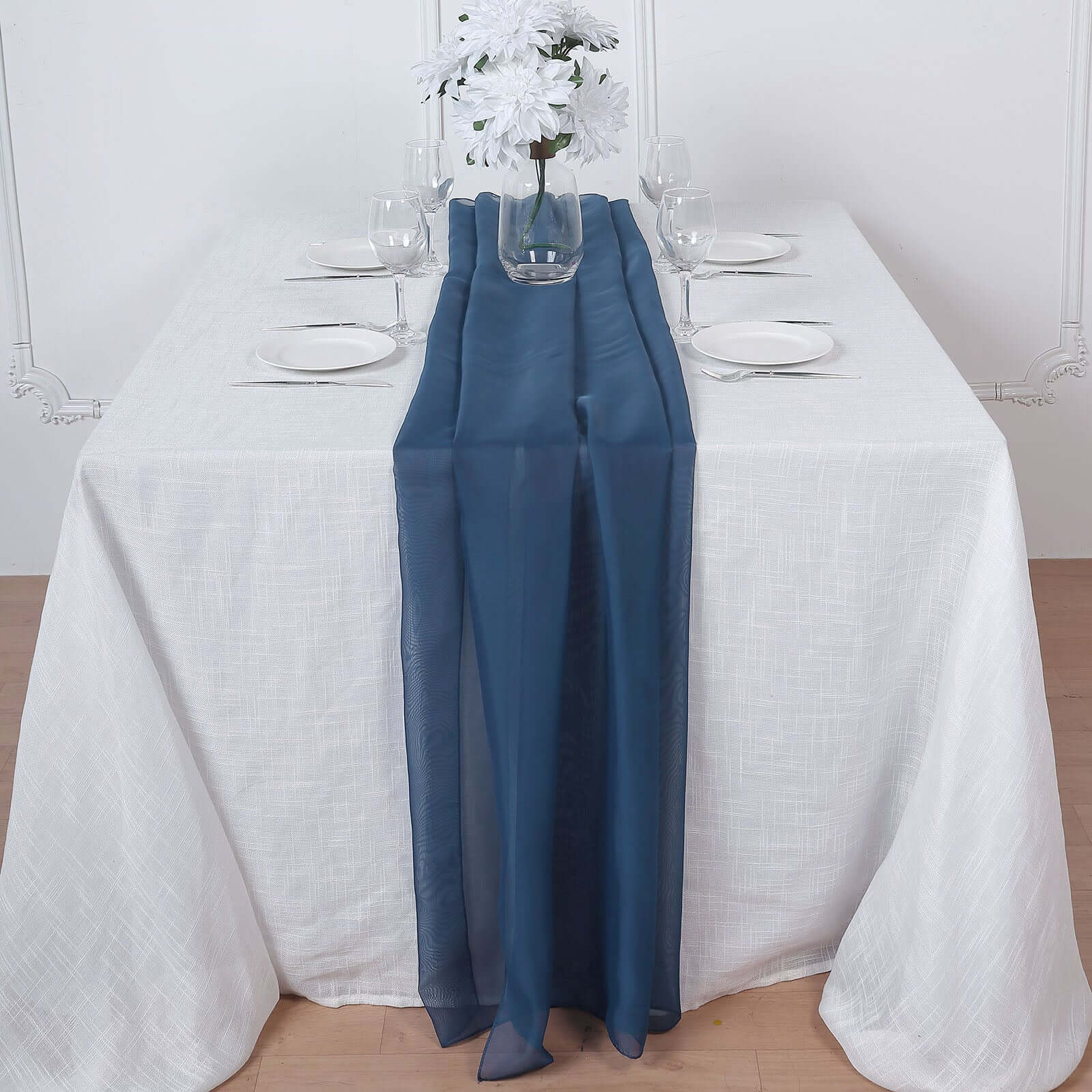 Chiffon 6ft Table Runner Navy Blue - Flowy & Lightweight Table Decor
