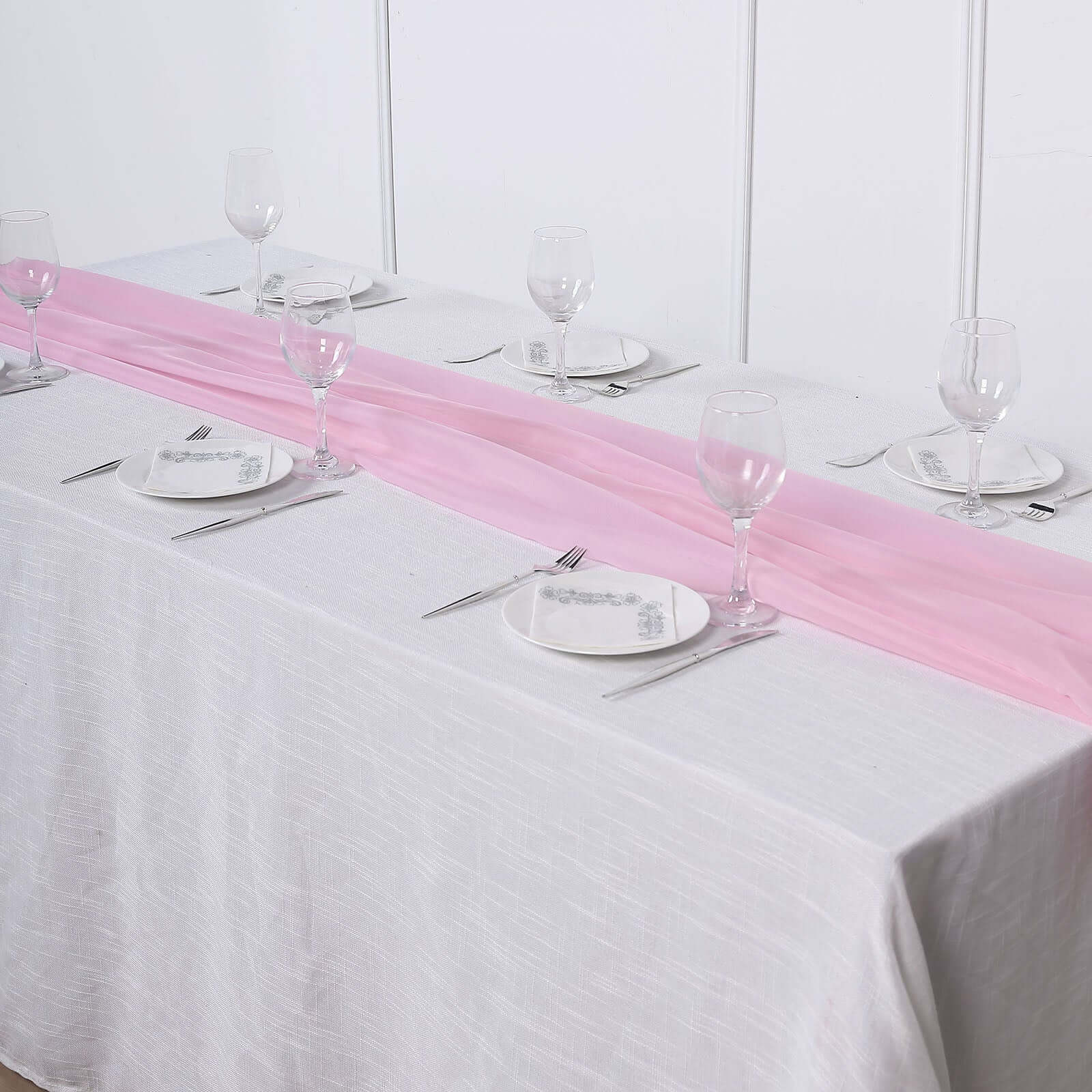 Chiffon 6ft Table Runner Pink - Flowy & Lightweight Table Decor
