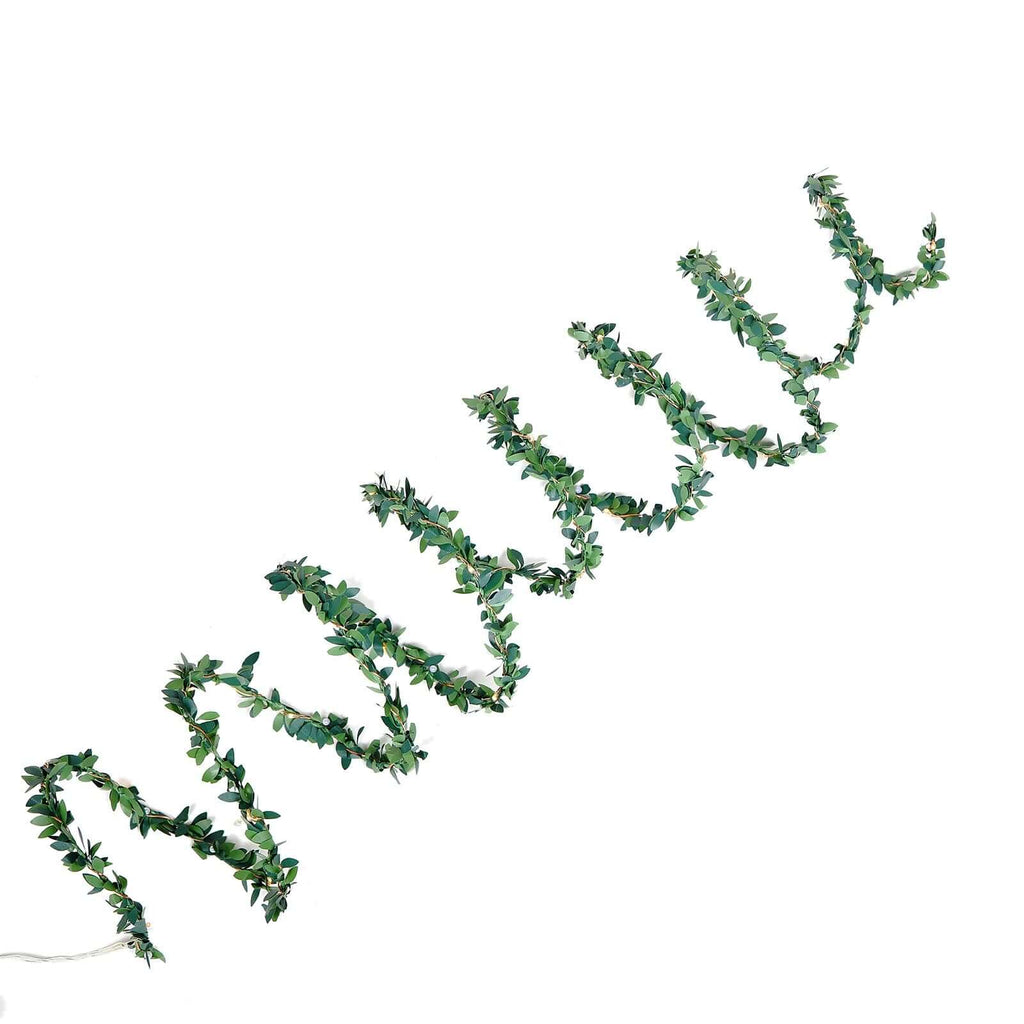 30 LED String Light Garland Green Leaf Design White Light - Battery Operated DÃ©cor Accent 10ft