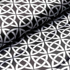 54"x10 Yards Black White Zen Design Satin Fabric Bolt, DIY Craft Fabric Roll