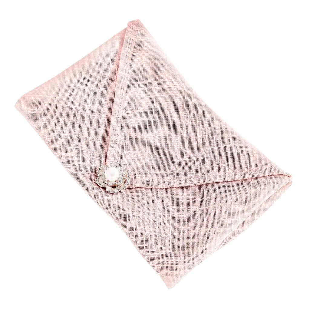 5 Pack Faux Linen 20"x20" Napkins Blush - Slubby Textured & Wrinkle Resistant Cloth Napkins