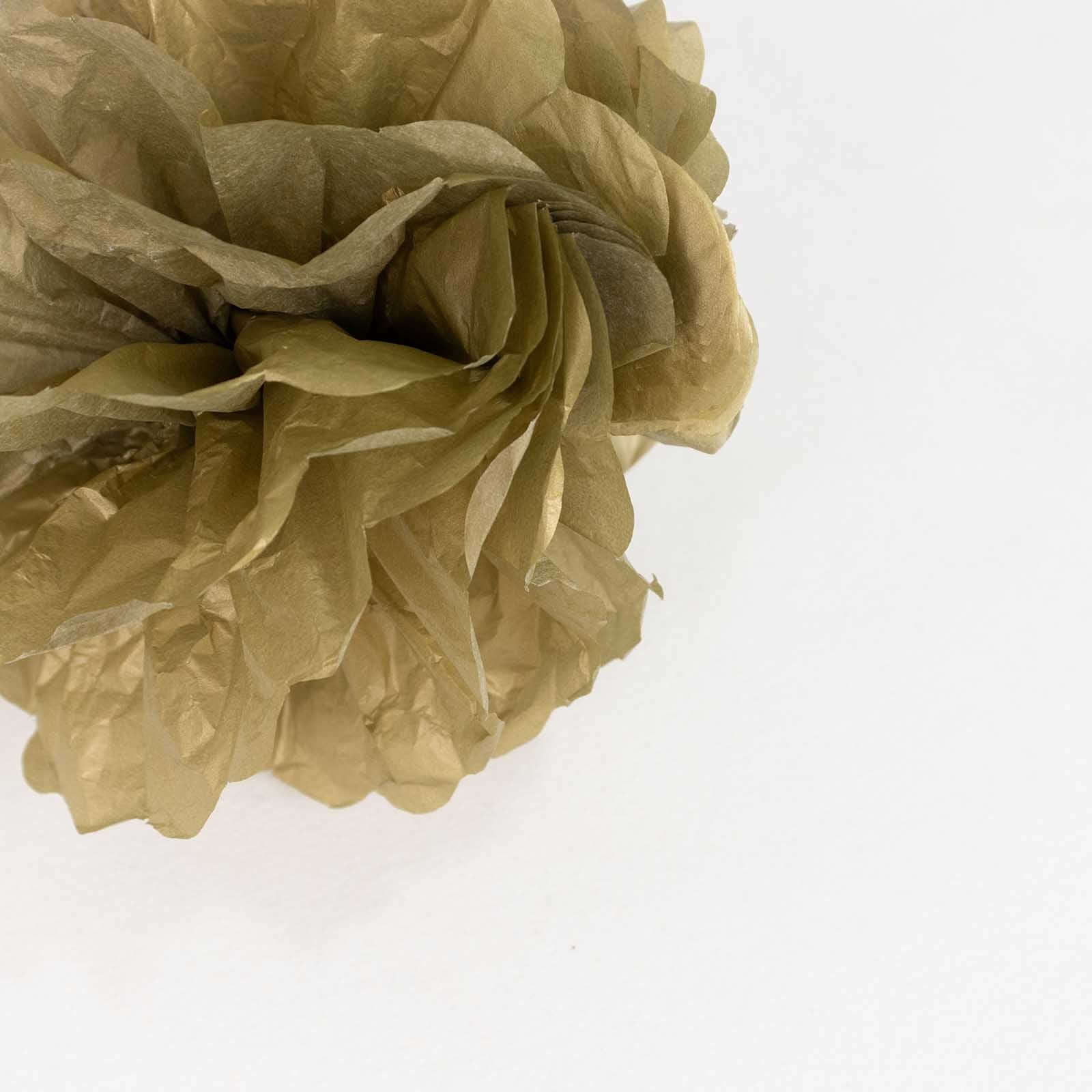 6 Pack 8" Gold Tissue Paper Pom Poms Flower Balls, Ceiling Wall Hanging Decorations