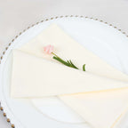 5 Pack Premium Polyester 20"x20" Napkins Ivory - Wrinkle-Resistant & Durable Dinner Napkins