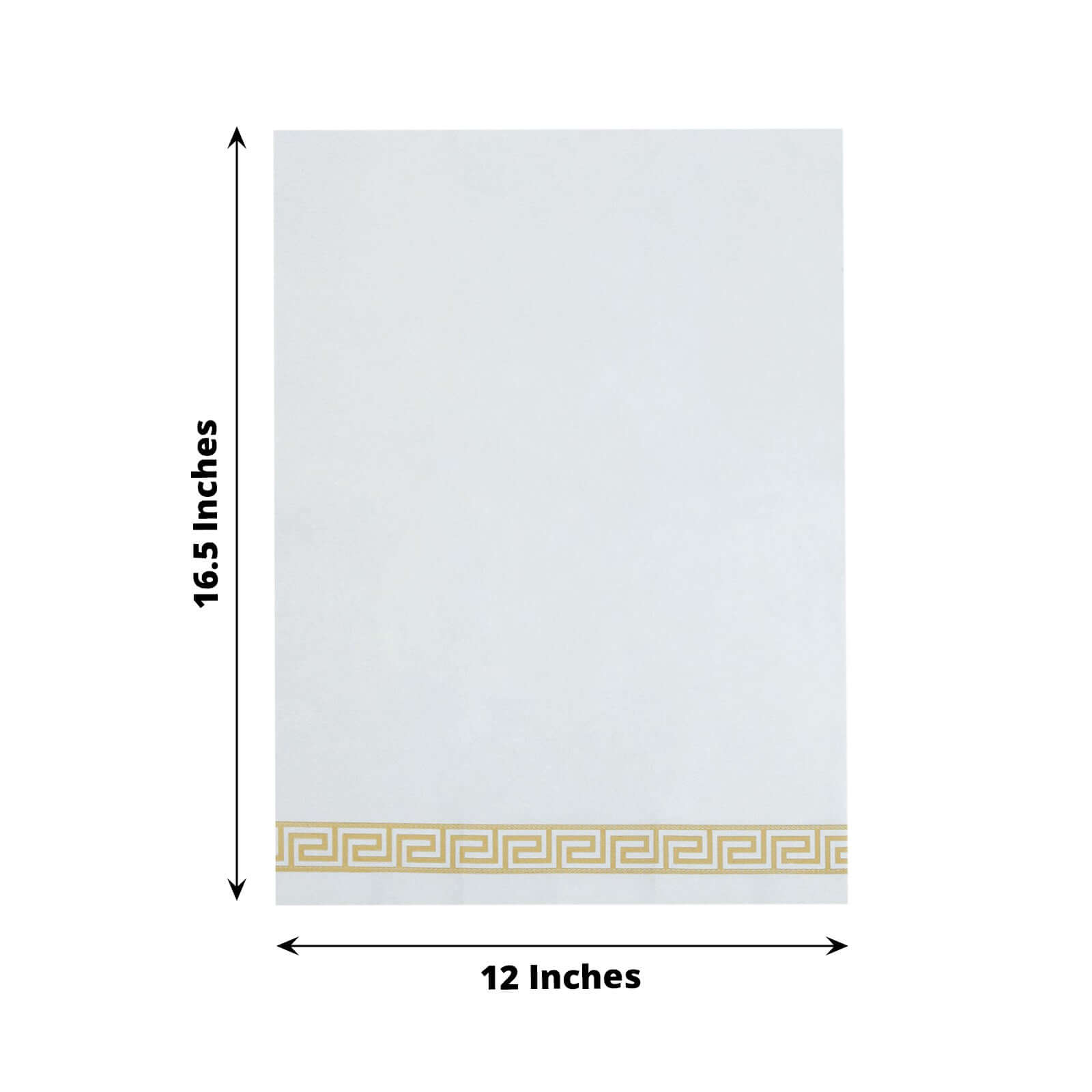25 Pack Linen-Like Paper 8"x4" Napkins White with Gold Greek Key Design - Soft & Absorbent Airlaid Hand Towels for Exquisite Weddings & Events