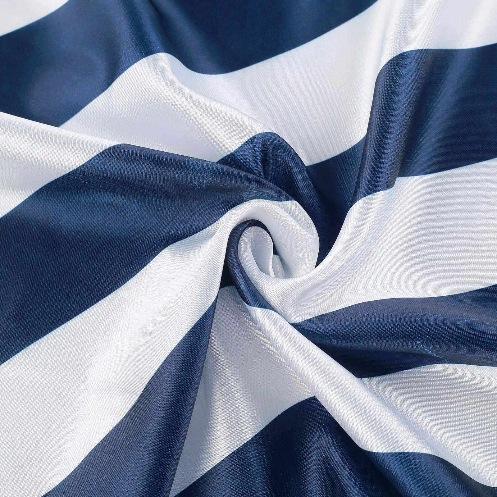 5 Pack Satin 20"x20" Napkins Navy Blue/White - Striped Reusable Dinner Napkins