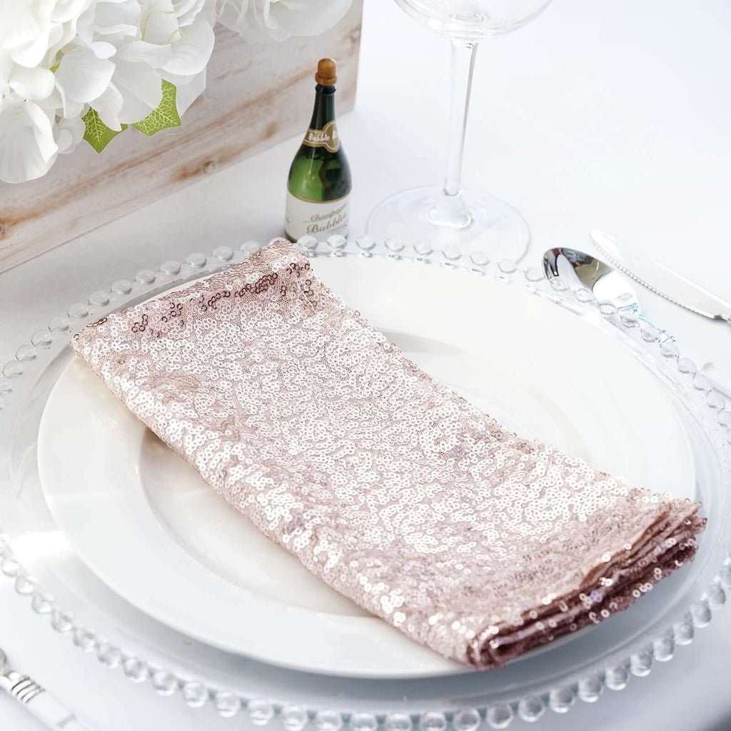 Sequin 20"x20" Napkin Blush - Shimmering Dinner Napkin