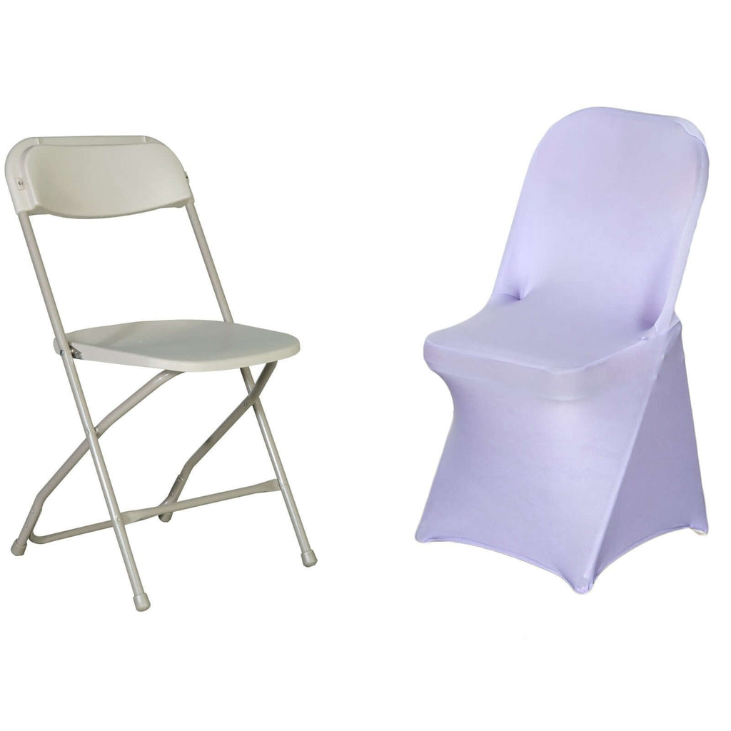 Stretch Spandex Chair Cover Lavender Lilac for Folding Chairs - Reusable & Wrinkle-Resistant 160GSM Fitted Slipcover