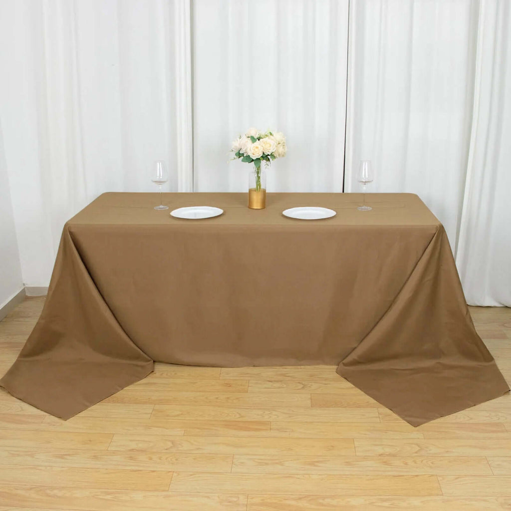 Polyester 90"x156" Rectangle Tablecloth Taupe - Seamless Wrinkle-Resistant Table Cover