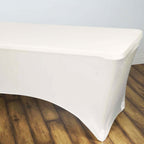 Stretch Spandex 96"x30" Rectangle Table Cover Ivory - Durable Form-Fitting Tablecloth