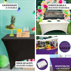 Stretch Spandex 96"x30" Rectangle Table Cover Purple - Durable Form-Fitting Tablecloth