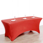 Stretch Spandex 96"x30" Rectangle Table Cover Red - Durable Form-Fitting Tablecloth