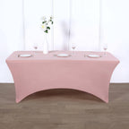Stretch Spandex 96"x30" Rectangle Table Cover Dusty Rose - Durable Form-Fitting Tablecloth