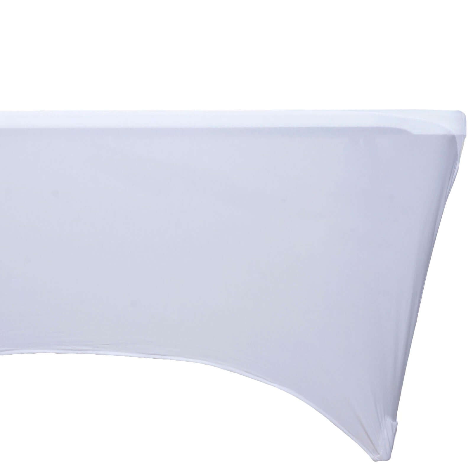 Stretch Spandex 48"x30" Rectangle Tablecloth White - Durable Form-Fitting Table Cover for Events & Presentations