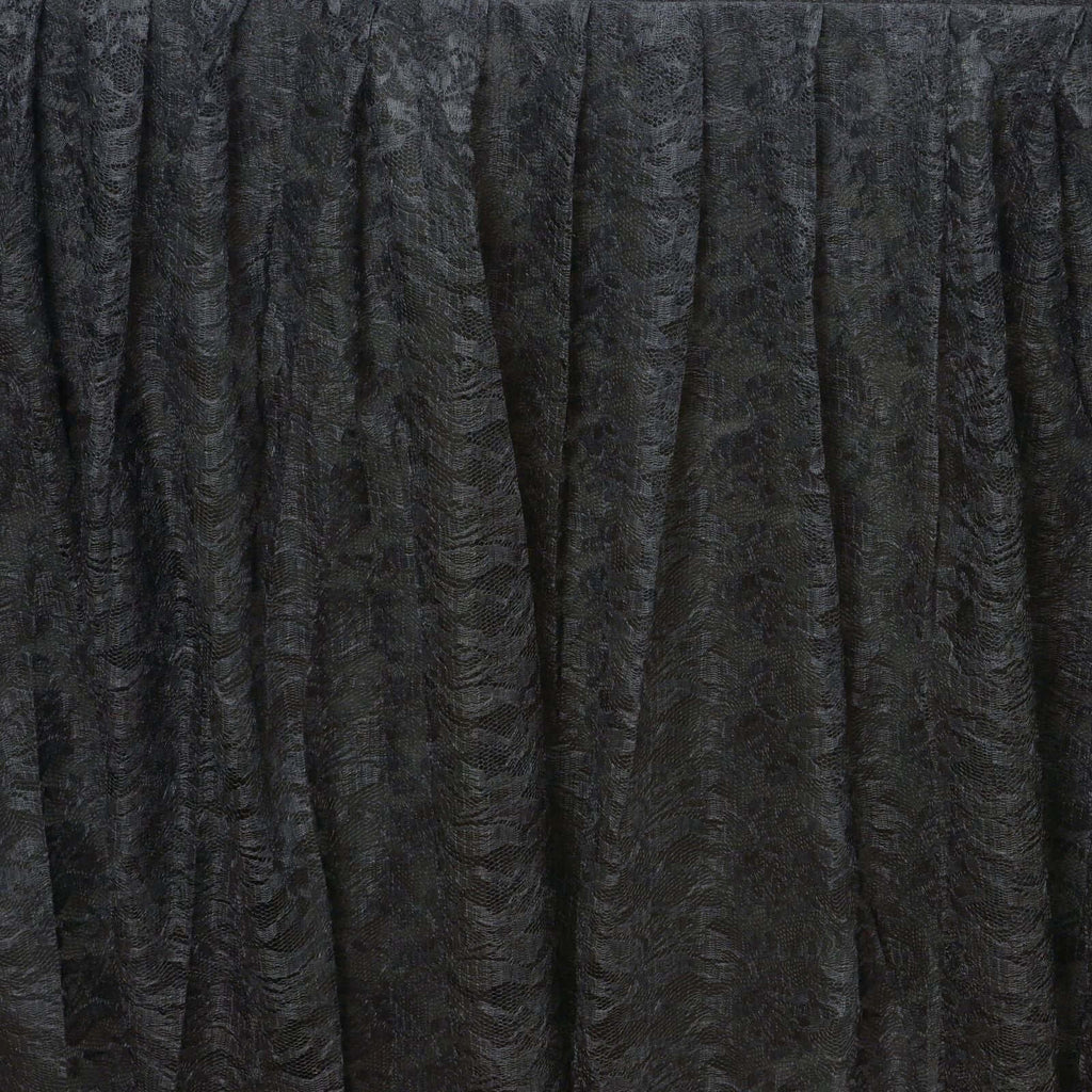 Lace 14ft Table Skirt Black Premium Pleated - Vintage Style for Parties