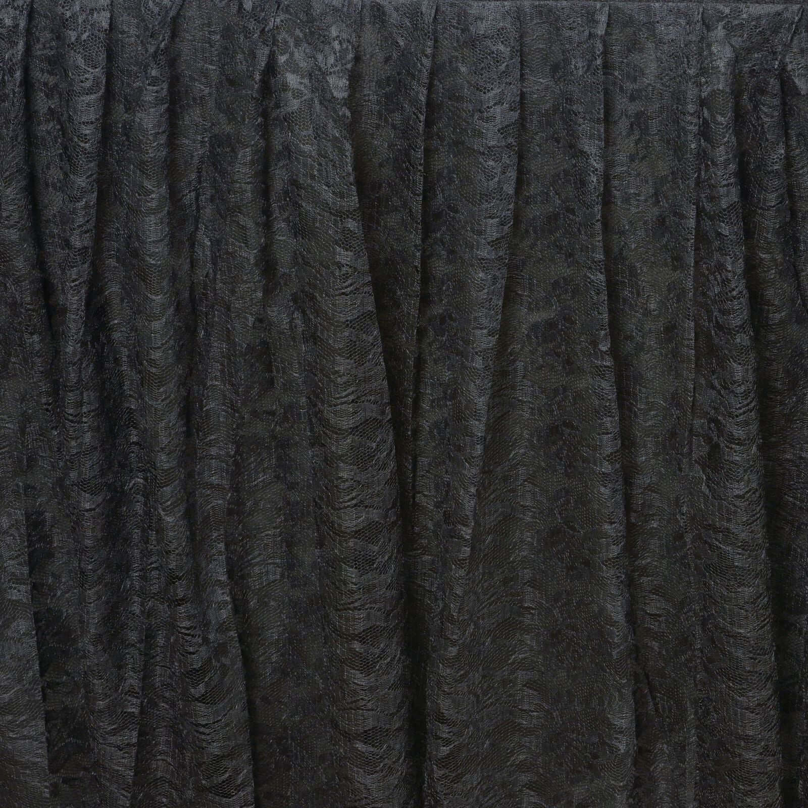Lace 14ft Table Skirt Black Premium Pleated - Vintage Style for Parties