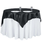 Satin 60"x60" Table Overlay Square Tablecloth Black - Smooth Silky Touch Table Cover for Sophisticated Events