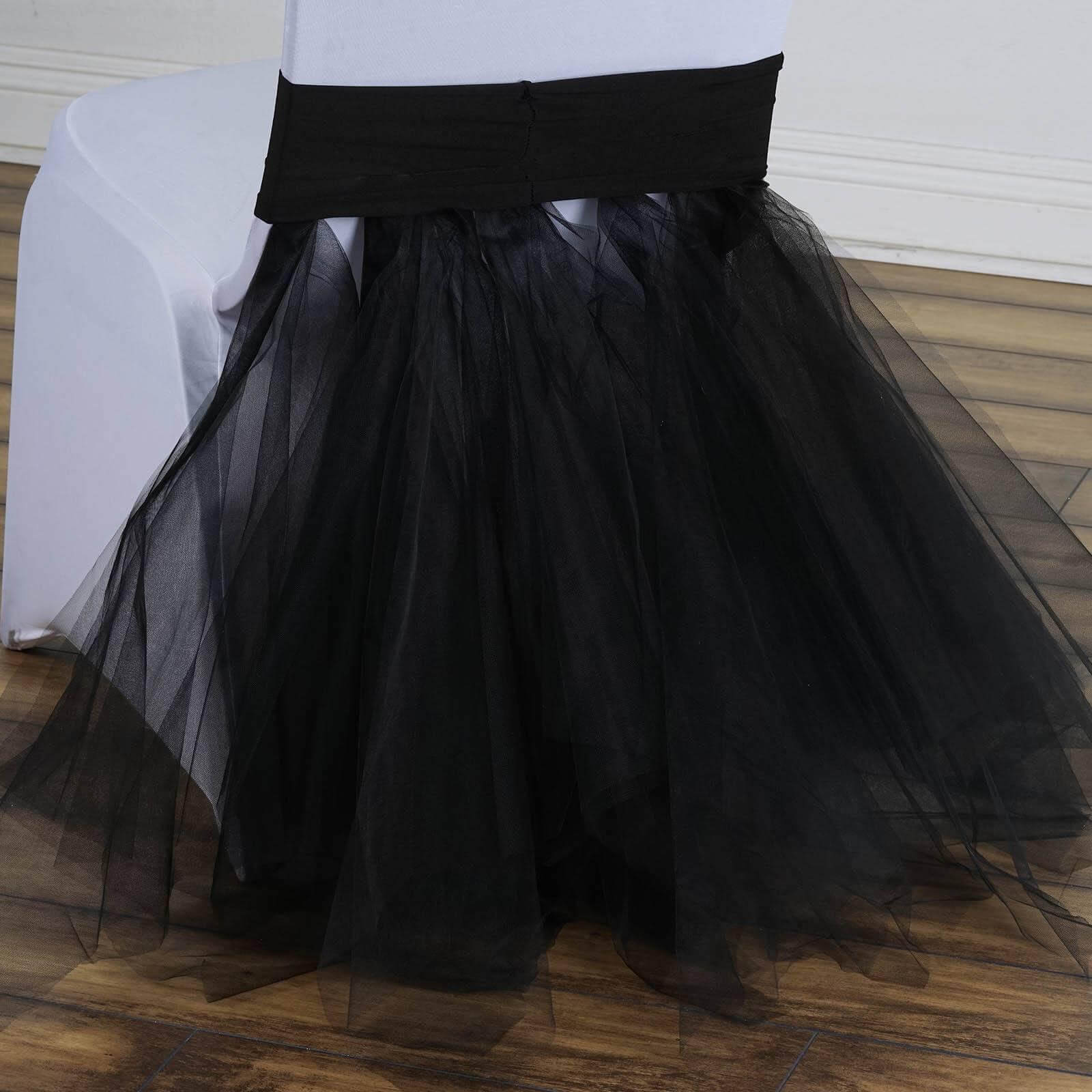 Spandex Chair Cover Skirt Tutu Style for Wedding Chairs Black - Stylish Decor for Formal Events